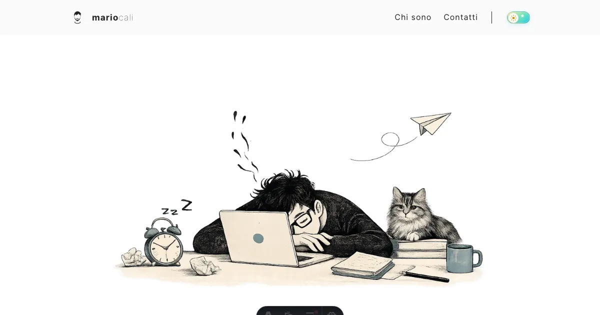 Screenshot della pagina 404 di mariocali.im