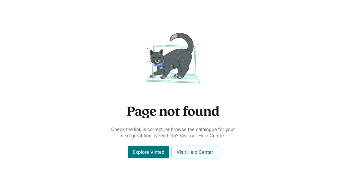 Screenshot of Vinted's 404 page